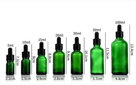 Glass Fine Oil Bottle Avoid Light Glue Head Dropper Bottle Essence Stock Bottling Cosmetics (Option: Green-15ml)